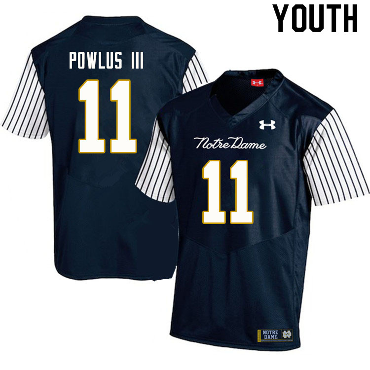 Youth NCAA Notre Dame Fighting Irish #11 Ron Powlus III Stitched College Under Armour Authentic Navy Alternate Football Jersey ZV10F57GJ